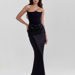 Women's Strapless Corset Maxi Dress Formal Evening Gown Wedding Guest - Victrafia