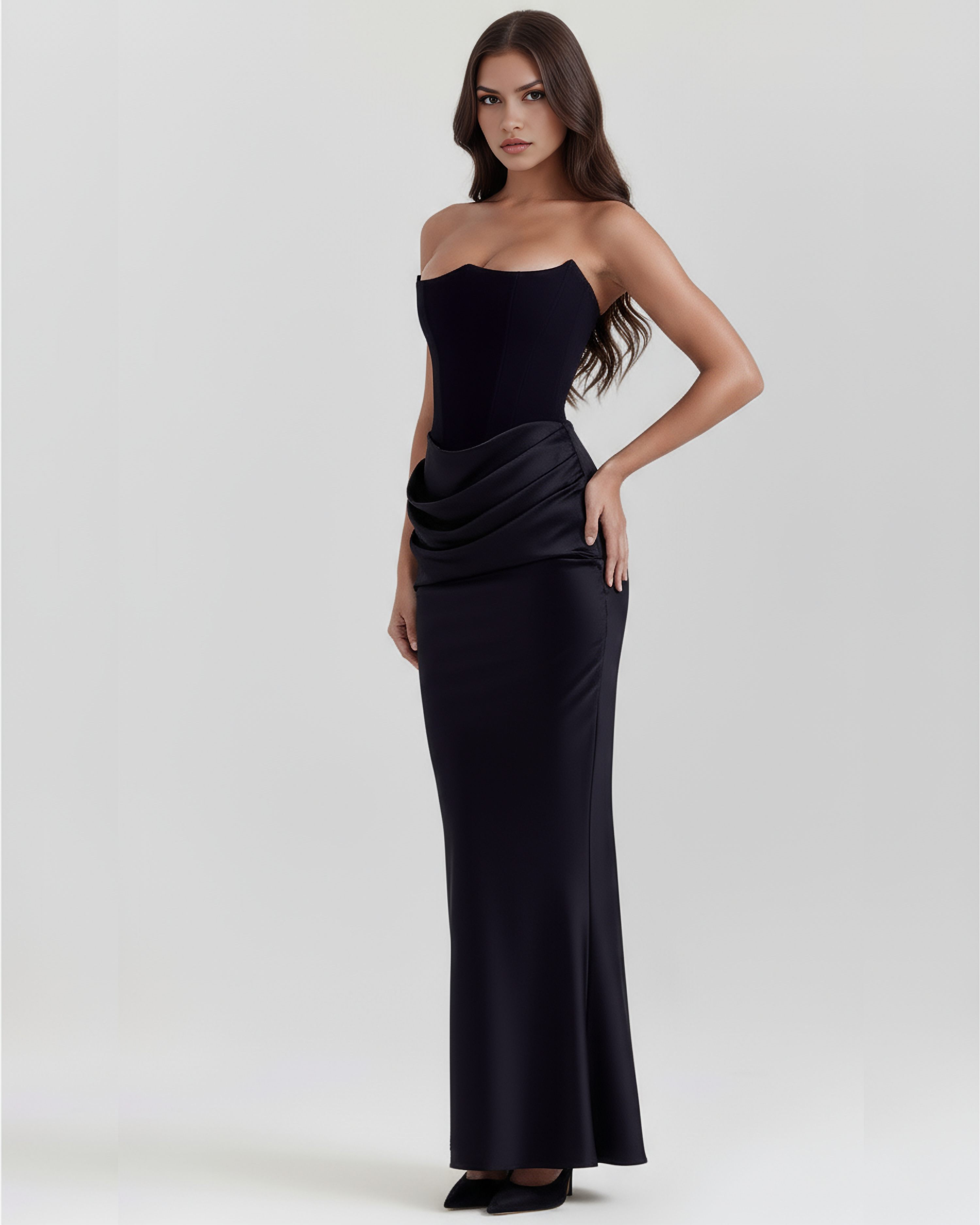Women's Strapless Corset Maxi Dress Formal Evening Gown Wedding Guest - Victrafia