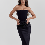 Women's Strapless Corset Maxi Dress Formal Evening Gown Wedding Guest - Victrafia