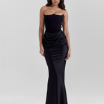 Women's Strapless Corset Maxi Dress Formal Evening Gown Wedding Guest - Victrafia