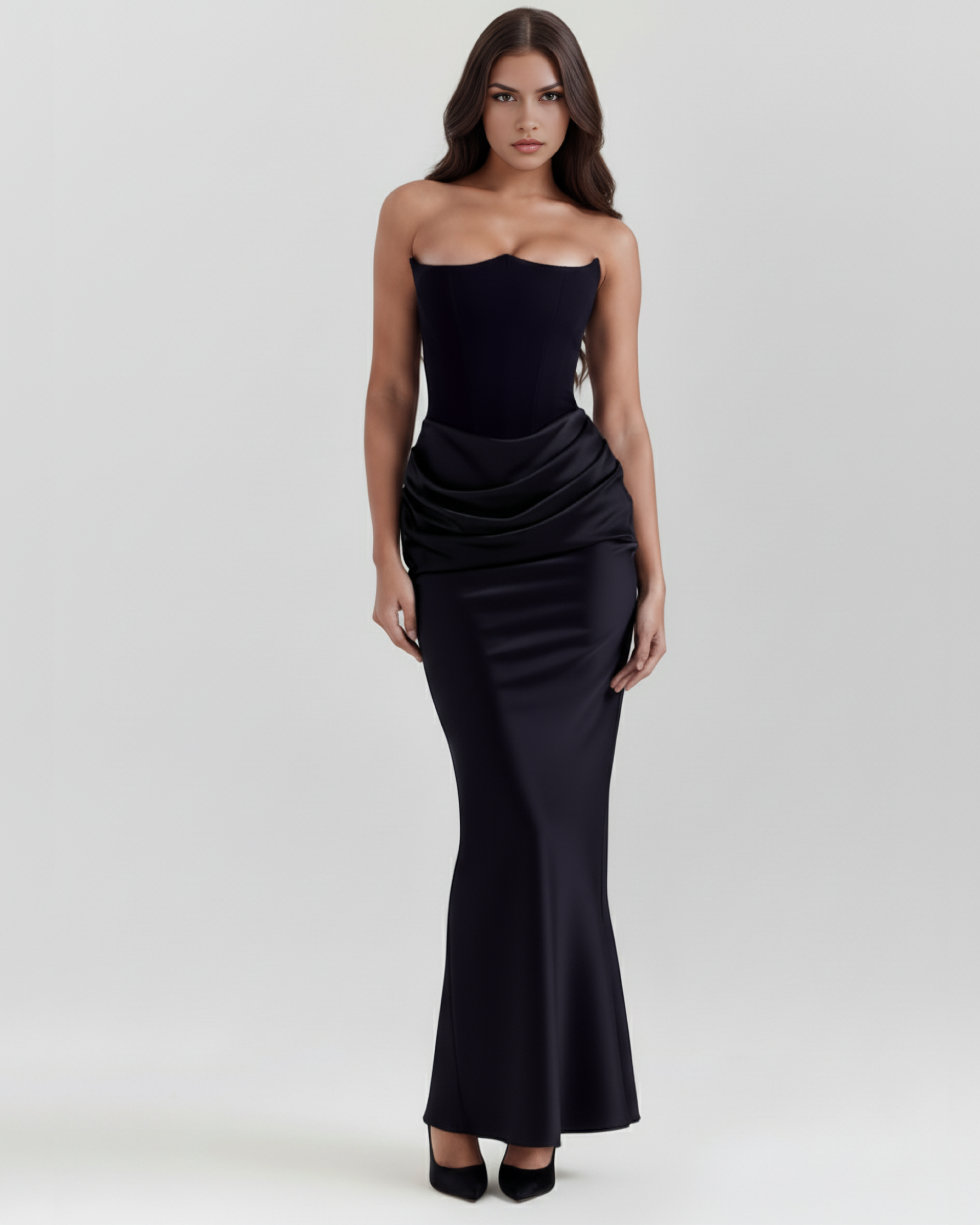 Women's Strapless Corset Maxi Dress Formal Evening Gown Wedding Guest - Victrafia