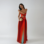Women's Strapless Front Knot Maxi Dress Formal Evening Gown Wedding Guest Prom Gala - Victrafia