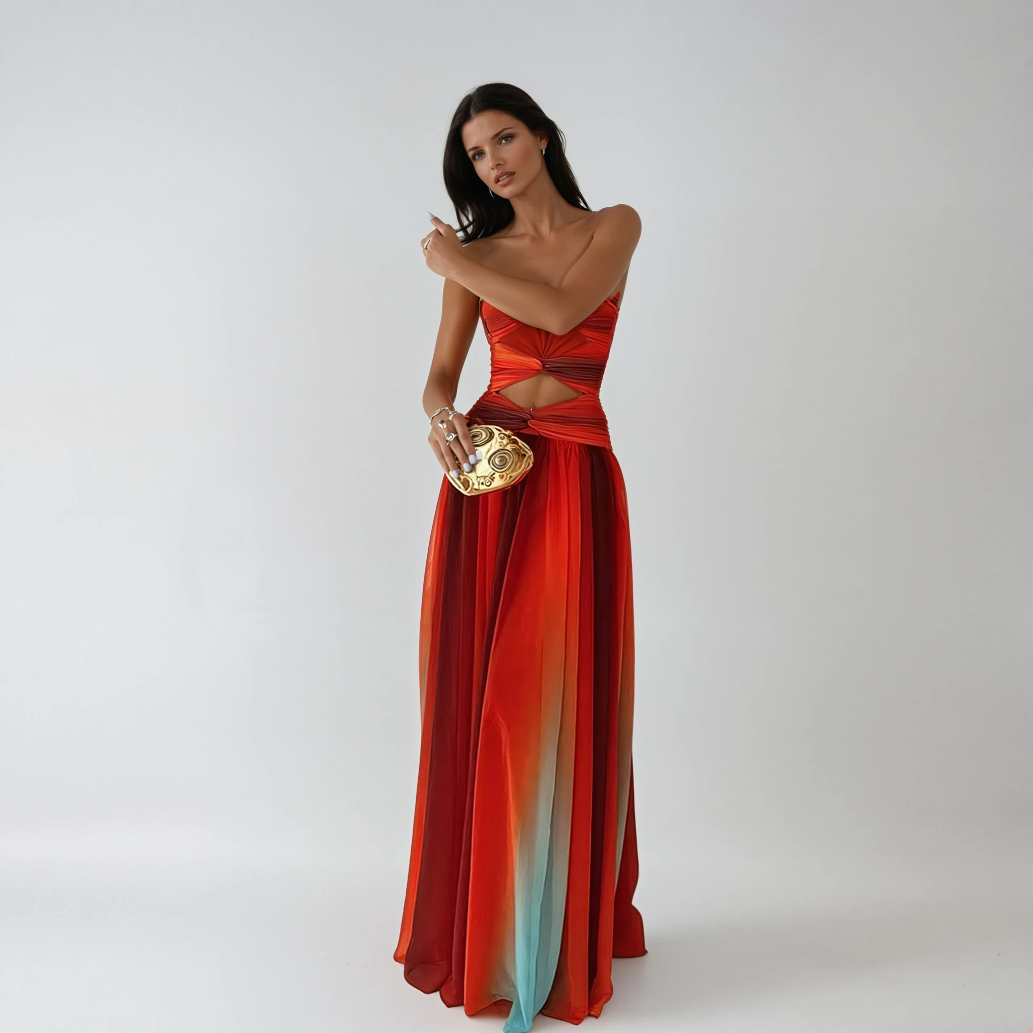 Women's Strapless Front Knot Maxi Dress Formal Evening Gown Wedding Guest Prom Gala - Victrafia
