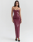 Women's Strapless Vegan Leather Midi Dress Formal Evening Cocktail Party - Victrafia