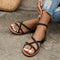 Women's Strappy Flat Sandals Crossover Ankle Strap Roman Style Summer Beach Vacation Casual Boho - Victrafia
