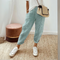 Women's Striped Elastic Waist Pants Drawstring Casual Summer Cropped - Victrafia
