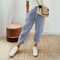 Women's Striped Elastic Waist Pants Drawstring Casual Summer Cropped - Victrafia