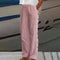 Women's Striped Wide-Leg Pants Relaxed Fit Side Button Linen Cotton Casual Summer - Victrafia