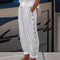 Women's Striped Wide-Leg Pants Relaxed Fit Side Button Linen Cotton Casual Summer - Victrafia