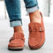 Women's Suede Clog Mules Slip-On Buckle Flat Casual Walking Shoes - Victrafia