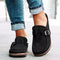 Women's Suede Clog Mules Slip-On Buckle Flat Casual Walking Shoes - Victrafia