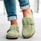 Women's Suede Clog Mules Slip-On Buckle Flat Casual Walking Shoes - Victrafia