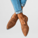 Women's Suede Loafers Slip-On Pointed Toe Flat Casual Work Everyday - Victrafia