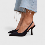 Women's Suede Slingback Heels Pointed Toe Stiletto Pumps Office Work - Victrafia