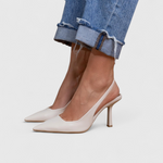 Women's Suede Slingback Heels Pointed Toe Stiletto Pumps Office Work - Victrafia