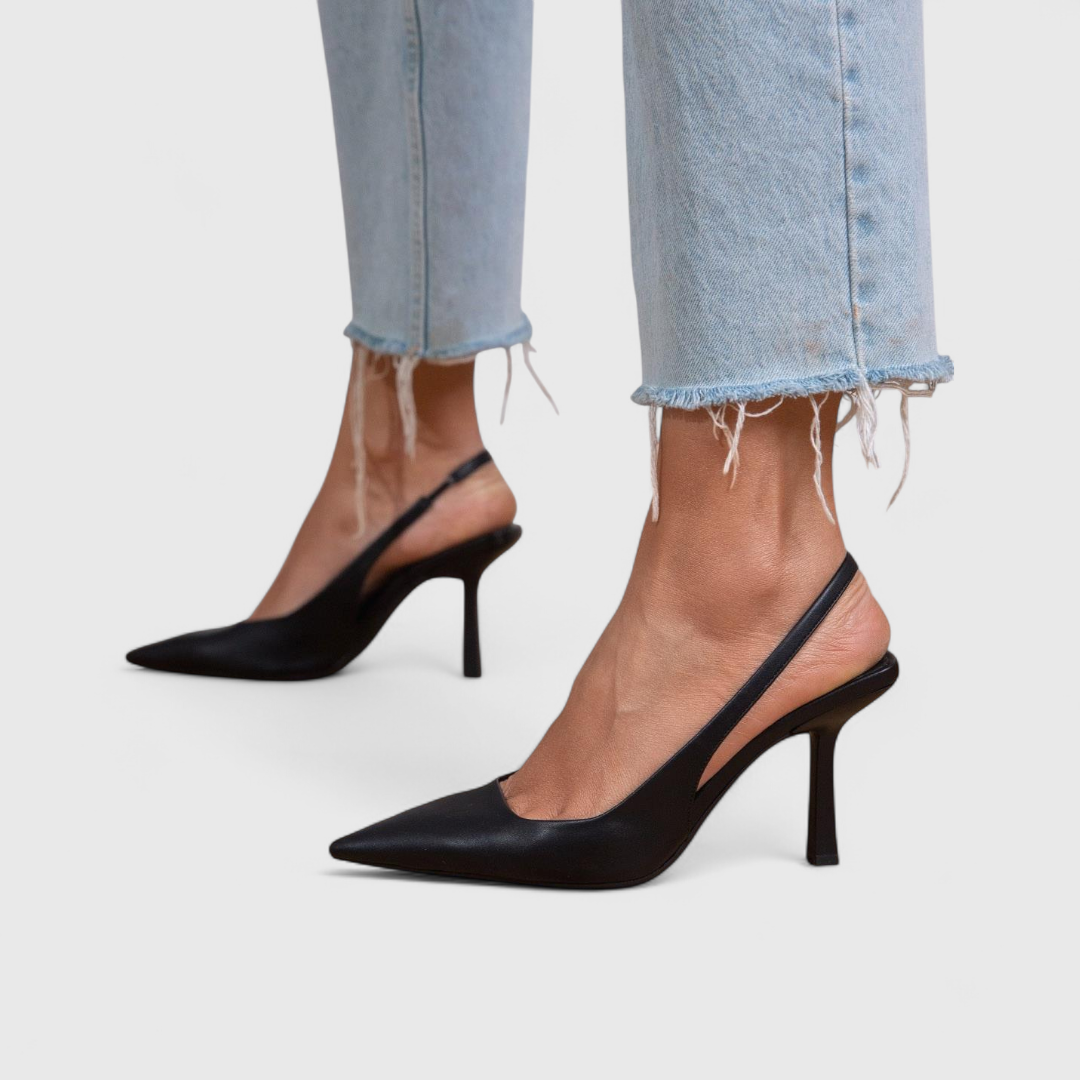 Women's Suede Slingback Heels Pointed Toe Stiletto Pumps Office Work - Victrafia