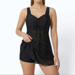 Women's Swim Dress One-Piece Swimsuit Ruched V-Neck Beach Vacation Cover-Up Style - Victrafia