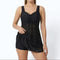 Women's Swim Dress One-Piece Swimsuit Ruched V-Neck Beach Vacation Cover-Up Style - Victrafia