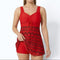 Women's Swim Dress One-Piece Swimsuit Ruched V-Neck Beach Vacation Cover-Up Style - Victrafia