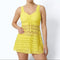 Women's Swim Dress One-Piece Swimsuit Ruched V-Neck Beach Vacation Cover-Up Style - Victrafia