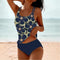Women's Tankini Swimsuit Set Floral Print Layered Strap High-Waisted Two-Piece Beach Swimwear - Victrafia