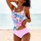 Women's Tankini Swimsuit Set Floral Print Layered Strap High-Waisted Two-Piece Beach Swimwear - Victrafia