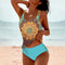 Women's Tankini Swimsuit Set Floral Print Layered Strap High-Waisted Two-Piece Beach Swimwear - Victrafia