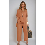 Women's Three-Piece Pant Set Wide-Leg Pants Cardigan Tank Top Office Workwear Business Casual - Victrafia