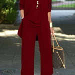 Women's Three-Piece Pant Set Wide-Leg Pants Cardigan Tank Top Office Workwear Business Casual - Victrafia