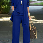 Women's Three-Piece Pant Set Wide-Leg Pants Cardigan Tank Top Office Workwear Business Casual - Victrafia