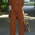 Women's Three-Piece Pant Set Wide-Leg Pants Cardigan Tank Top Office Workwear Business Casual - Victrafia