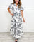 Women's Toile Midi Dress Smocked Waist Tiered Skirt Wedding Guest Garden Party Summer - Victrafia