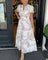 Women's Toile Midi Dress Smocked Waist Tiered Skirt Wedding Guest Garden Party Summer - Victrafia