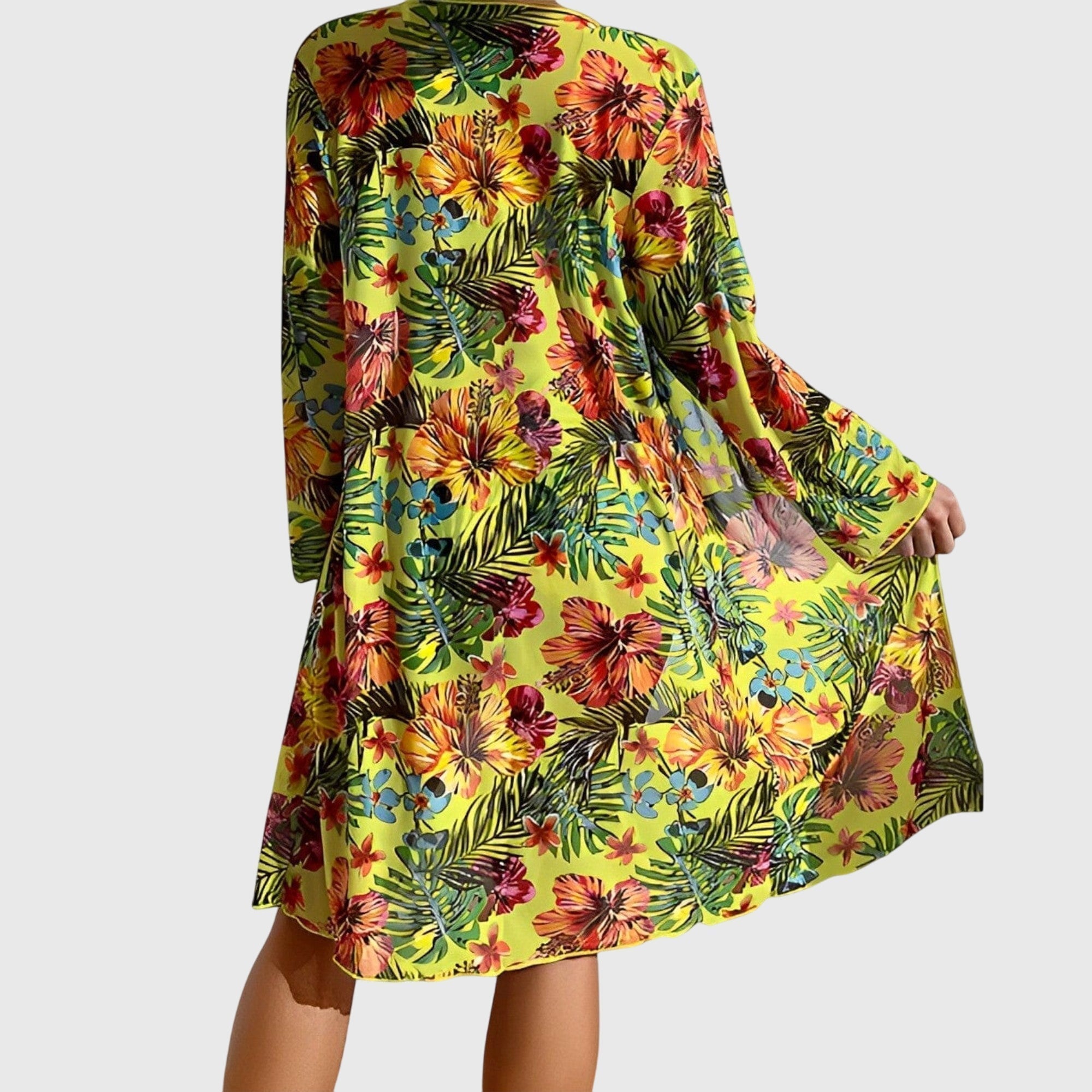 Women's Tropical Print Bikini Set 3-Piece High-Waisted Swimsuit with Cover-Up - Victrafia