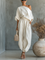 Women's Two-Piece Linen Set Off-Shoulder Top & Tapered Pants Summer Casual Outfit - Victrafia