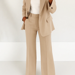 Women's Two-Piece Pant Suit Tailored Blazer Wide-Leg Trousers Office Workwear Business Casual - Victrafia