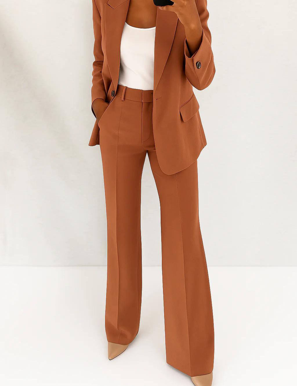 Women's Two-Piece Pant Suit Tailored Blazer Wide-Leg Trousers Office Workwear Business Casual - Victrafia