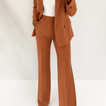 Women's Two-Piece Pant Suit Tailored Blazer Wide-Leg Trousers Office Workwear Business Casual - Victrafia