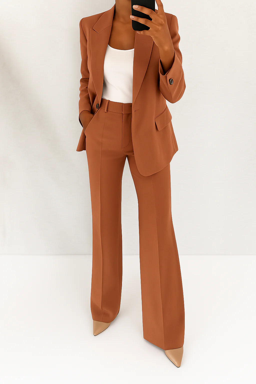 Women's Two-Piece Pant Suit Tailored Blazer Wide-Leg Trousers Office Workwear Business Casual - Victrafia