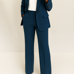 Women's Two-Piece Pant Suit Tailored Blazer Wide-Leg Trousers Office Workwear Business Casual - Victrafia