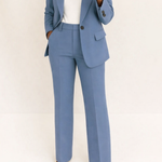 Women's Two-Piece Pant Suit Tailored Blazer Wide-Leg Trousers Office Workwear Business Casual - Victrafia