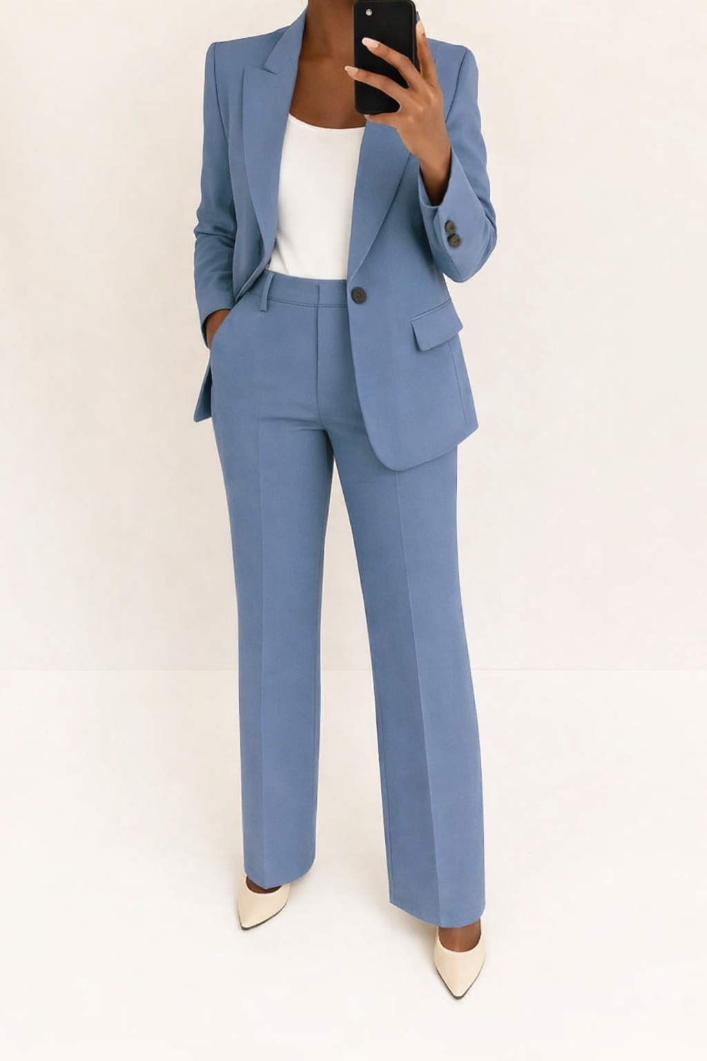 Women's Two-Piece Pant Suit Tailored Blazer Wide-Leg Trousers Office Workwear Business Casual - Victrafia