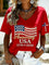 Women's USA Anniversary Graphic T-Shirt V-Neck Short Sleeve Patriotic Fourth of July - Victrafia
