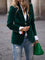 Women's Velvet Blazer Structured Shoulders Slim Fit Gold-Tone Buttons Office Workwear - Victrafia
