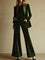 Women's Velvet Blazer Wide-Leg Pants Suit Set Notched Lapel Two-Piece Formal Evening - Victrafia