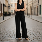 Women's Vest and Wide-Leg Pants Suit Set Two-Piece Business Casual Office Workwear - Victrafia