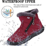 Women's Waterproof Snow Boots Faux Fur Lined Side Zipper Ankle Winter Boots - Victrafia