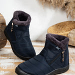Women's Waterproof Snow Boots Faux Fur Lined Side Zipper Ankle Winter Boots - Victrafia