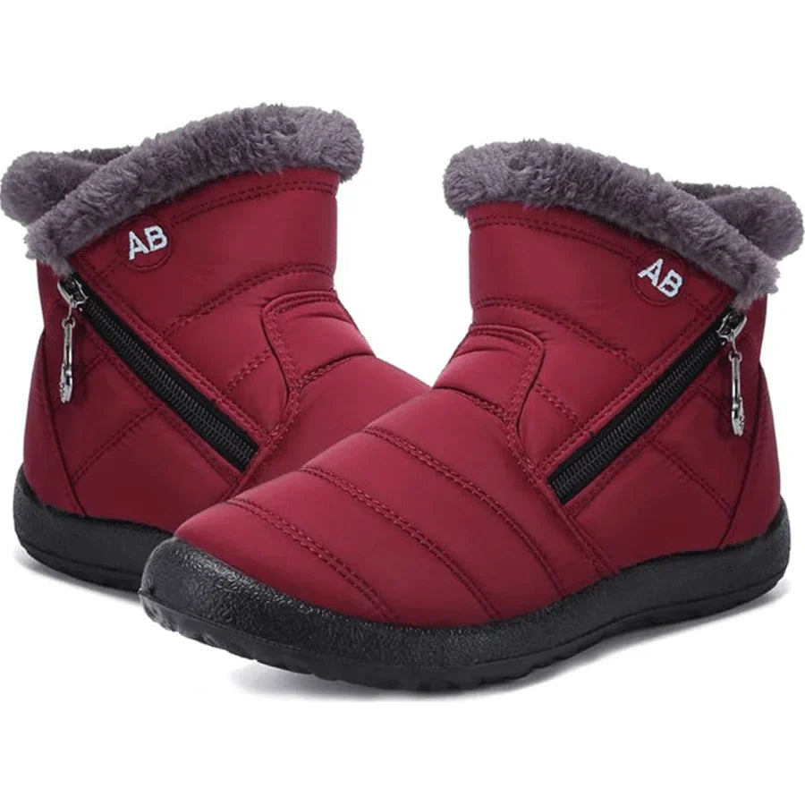 Women's Waterproof Snow Boots Faux Fur Lined Side Zipper Ankle Winter Boots - Victrafia