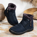 Women's Waterproof Snow Boots Faux Fur Lined Side Zipper Ankle Winter Boots - Victrafia